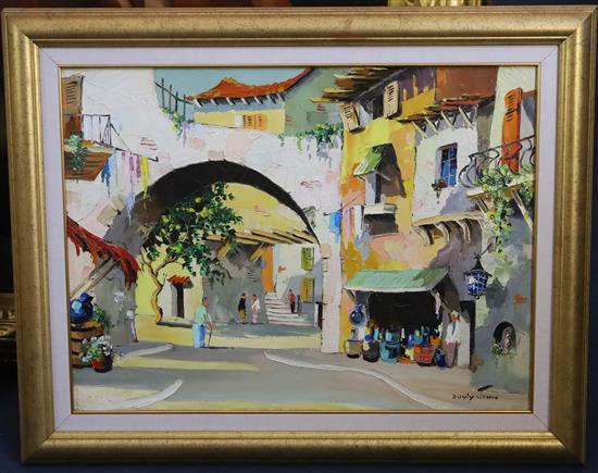 § Cecil Rochfort DOyly John (1906-1993) Mediterrenean town scene 16.5 x 22.5in.